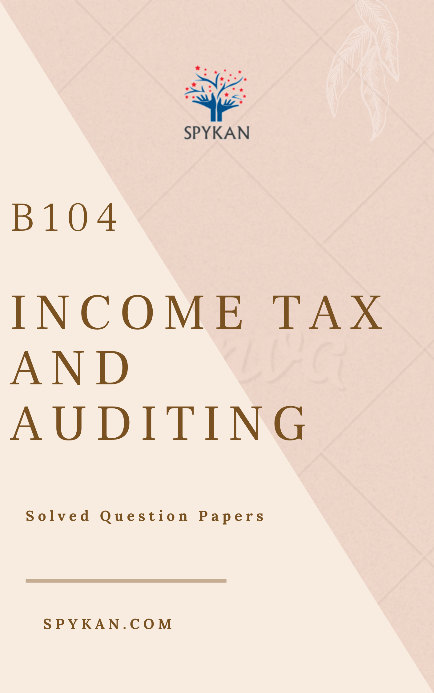 INCOME TAX AND AUDITING - B104 - Solved Question Paper - B.COM - SPYKAN ...