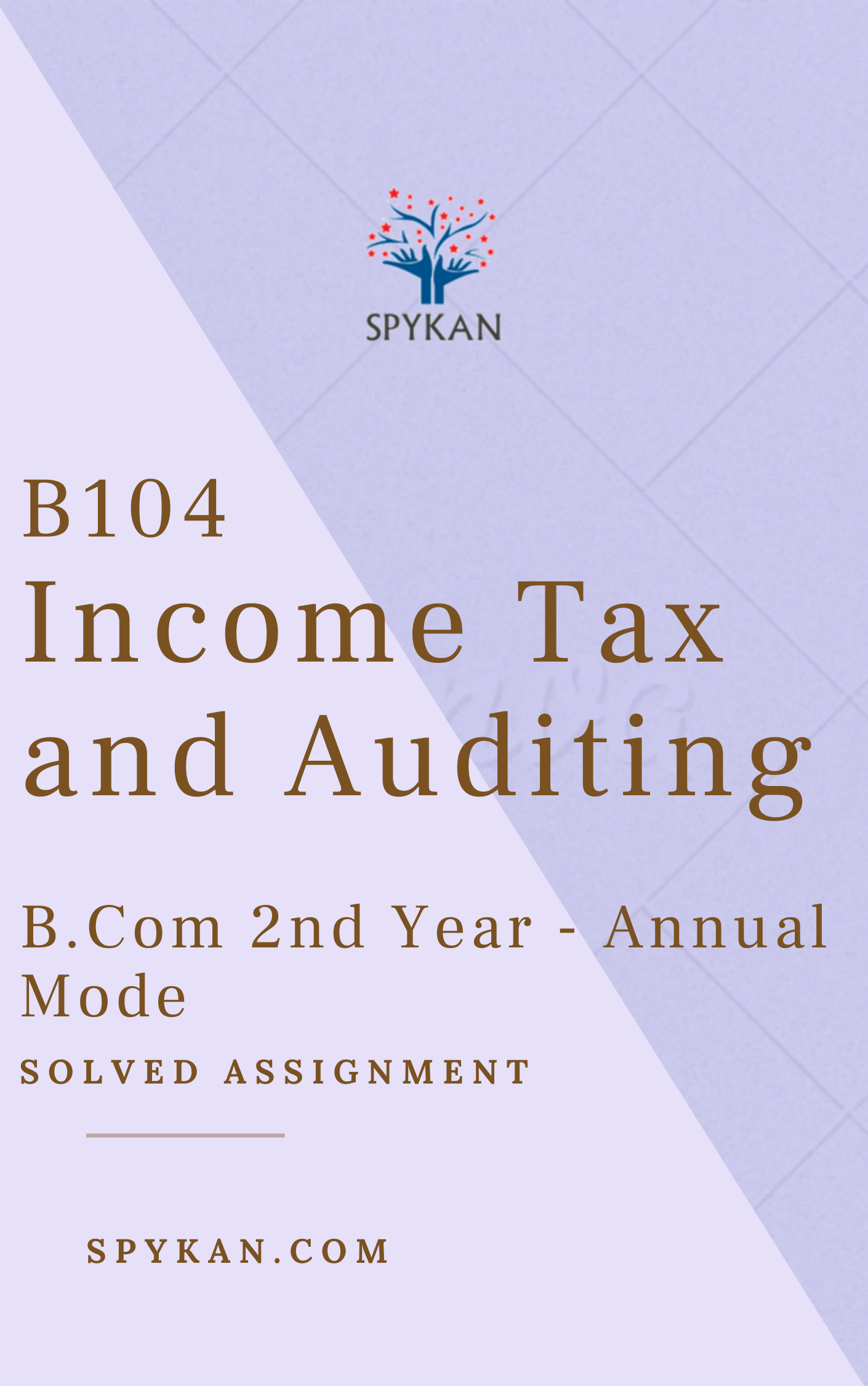 INCOME TAX AND AUDITING_B104 - Solved Assignment - B.COM 2nd Year ...